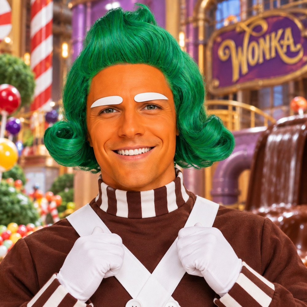 Oompa Loompa Adult Cosplay Wig Willy Wonka Costume Halloween Chocolate Factory